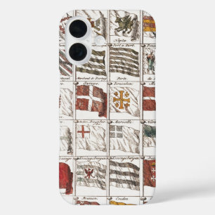 Coques iPhone 16 Affiche des drapeaux nautiques antiques du monde