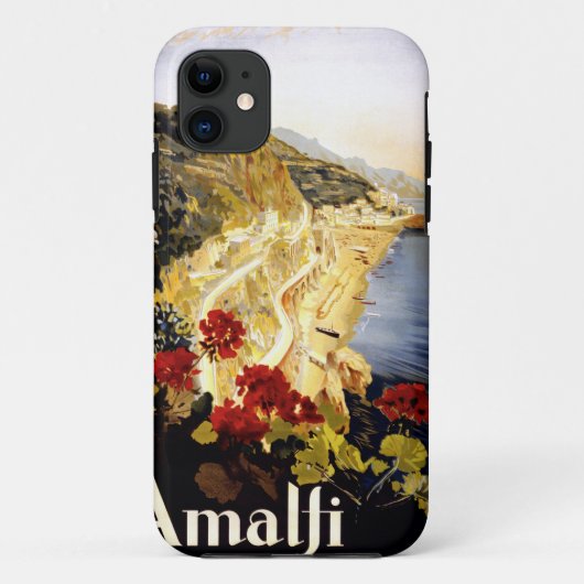 Coques Case-Mate iPhone Affiche italienne de voyage de littoral d'Amalfi (Dos)