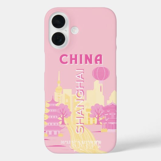 Coques Case-Mate iPhone Affiche rose de voyage à Shanghai Chine (Verso)