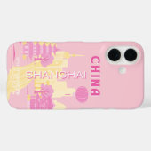 Coques Case-Mate iPhone Affiche rose de voyage à Shanghai Chine (Verso (horizontal))