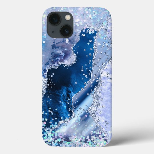 Coques Case-Mate iPhone Agate bleu chic avec étincelles opalescentes (Verso)