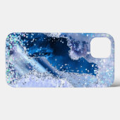 Coques Case-Mate iPhone Agate bleu chic avec étincelles opalescentes (Verso (horizontal))