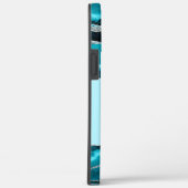 Coques Case-Mate iPhone Agate Bleu Turquoise avec Monogramme Paillettes d' (Verso / Droite)