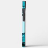 Coques Case-Mate iPhone Agate Bleu Turquoise avec Monogramme Paillettes d' (Verso / Gauche)