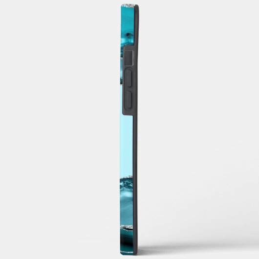 Coques Case-Mate iPhone Agate bleu turquoise avec Parties scintillant arge (Verso / Gauche)