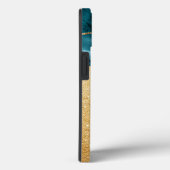 Coques Case-Mate iPhone Agate Bleu turquoise Monogramme Script Pierre Or (Verso / Droite)