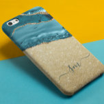 Case-Mate iPhone Case Agate Bleu turquoise Monogramme Script Pierre Or<br><div class="desc">Cette conception est également disponible sur d'autres modèles de téléphone. Choisissez Type de périphérique pour voir d'autres iPhone, Samsung Galaxy ou coques Google. Certains styles peuvent être modifiés en sélectionnant Style si c'est une option. Cette conception peut être personnalisée dans la zone fournie en modifiant la photo et/ou le texte....</div>