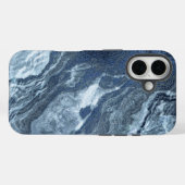 Coques Case-Mate iPhone Agate bleue cristallisée | Pierre marbrée en ardoi (Verso (horizontal))