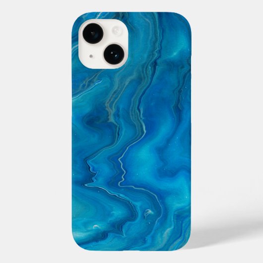 Coques Case-Mate iPhone Agate de marbre bleu et Turquoise Résumé (Verso)