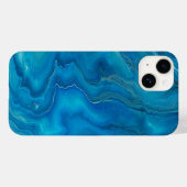Coques Case-Mate iPhone Agate de marbre bleu et Turquoise Résumé (Verso (horizontal))