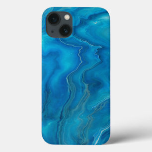 Case-Mate iPhone Case Agate de marbre bleu et Turquoise Résumé
