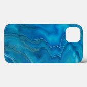 Coques Case-Mate iPhone Agate de marbre bleu et Turquoise Résumé (Verso (horizontal))