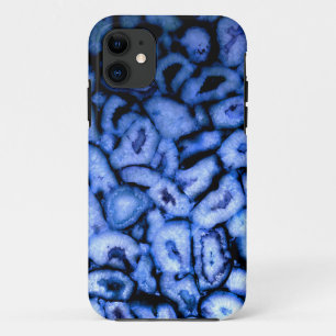 Coques Pour iPhone Agate de quartz bleu, Geodes bleues, motif abstrai