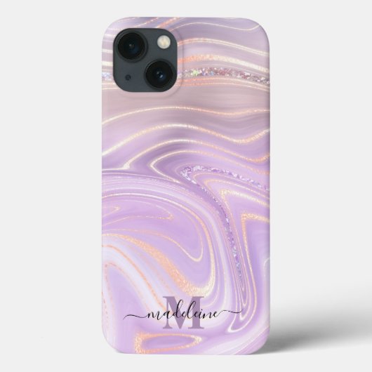 Coques Case-Mate iPhone Agate d'iridescente en marbre rose (Verso)