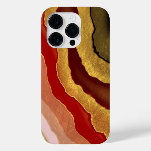 Coque Pour iPhone 14 Pro Agate dorée Abstraite