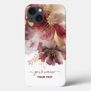 Case-Mate iPhone Case Agate floral de Parties scintillant de Bourgogne e