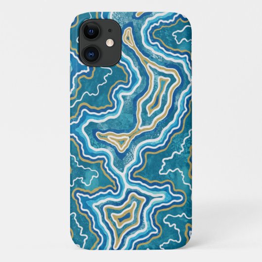 Coques Case-Mate iPhone Agate graphique en or bleu (Dos)