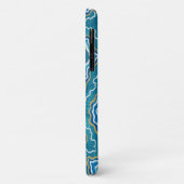 Coques Case-Mate iPhone Agate graphique en or bleu (Dos/Gauche)