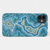 Coques Case-Mate iPhone Agate graphique en or bleu (Dos (Horizontal))
