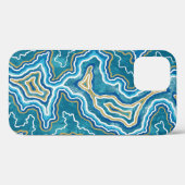 Coques Case-Mate iPhone Agate graphique en or bleu (Verso (horizontal))