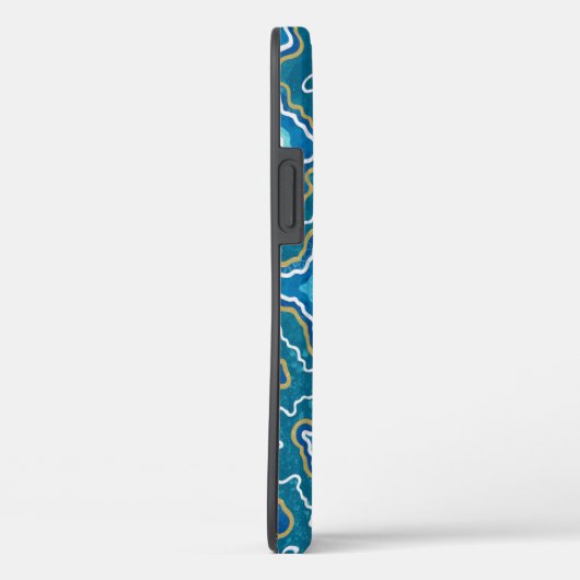 Coques Case-Mate iPhone Agate graphique en or bleu (Verso / Droite)