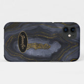 Coques Case-Mate iPhone Agate grise et or moderne Cristal Personnalisé (Dos (Horizontal))