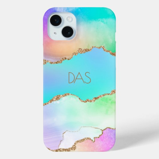 Coques Case-Mate iPhone Agate Holo | Faux Iridescente Pastel Ombre Marble (Verso)