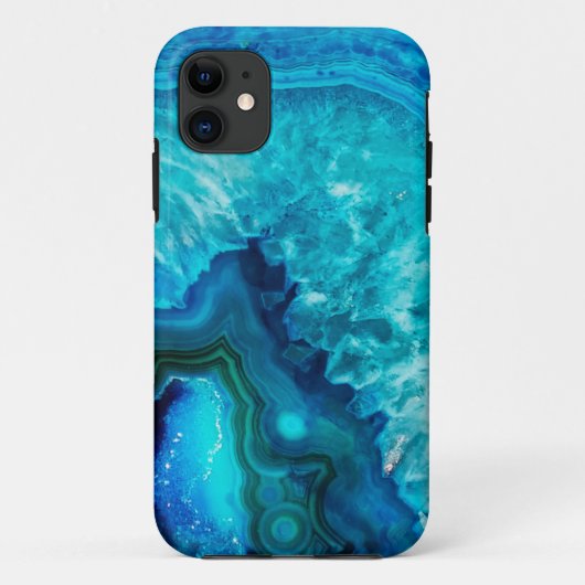 Coques Case-Mate iPhone Agate moderne en marbre bleu (Dos)