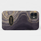 Coques Case-Mate iPhone Agate moderne Purple & Gold Crystal Personnaliser (Dos (Horizontal))