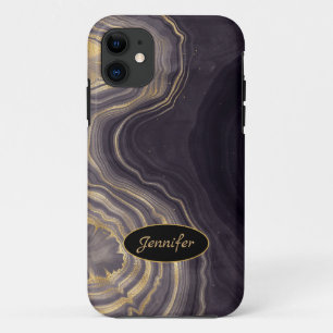 Case-Mate iPhone Case Agate Moderne Violet & Cristal Doré Personnalisé