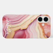 Coques Case-Mate iPhone Agate Or Rose Moderne Élégante Nom (Verso (horizontal))