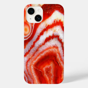 Coque Pour iPhone 14 Agate Orange Sanguine.