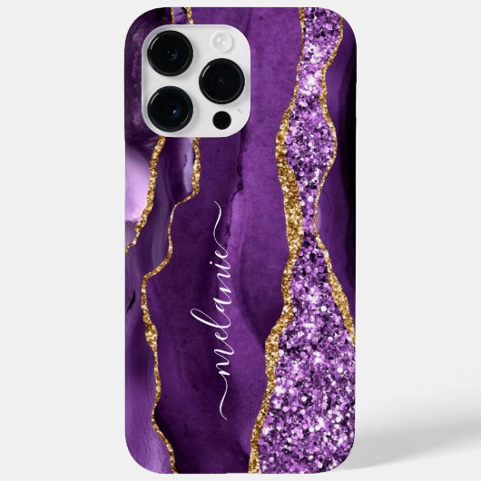 Coques Case-Mate iPhone Agate Purple Gold Parties scintillant Sparkle Marb (Verso)