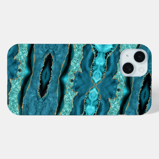 Coques Case-Mate iPhone Agate Turquoise Blue Gold Parties scintillant Turq (Verso (horizontal))