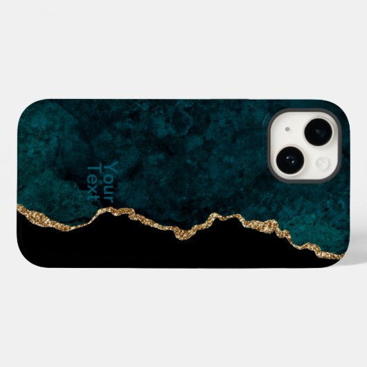 Coques Case-Mate iPhone Agate turquoise et Gold (Verso (horizontal))