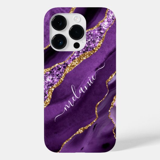 Coques Case-Mate iPhone Agate Violet Violet Or Parties scintillant Votre n (Verso)