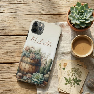 Case-Mate iPhone Case Agencement Rustique de Succulentes et Cactus