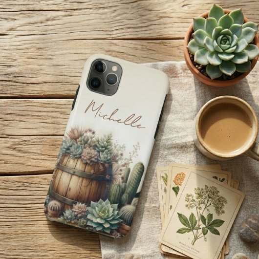 Coques Case-Mate iPhone Agencement Rustique de Succulentes et Cactus