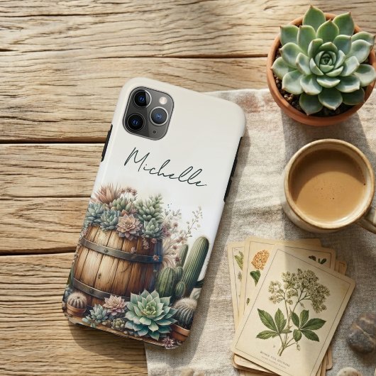 Coques Case-Mate iPhone Agencement Rustique de Succulentes et Cactus