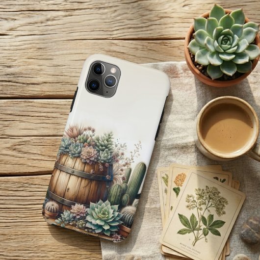 Coques Case-Mate iPhone Agencement Rustique de Succulentes et de Cactus