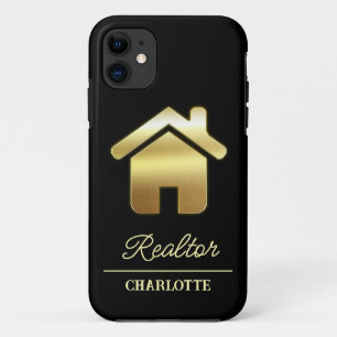 Case-Mate iPhone Case Agent immobilier personnalisé noir et or