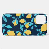 Coques Case-Mate iPhone Agrumes simples : citrons sur le bleu. (Verso (horizontal))