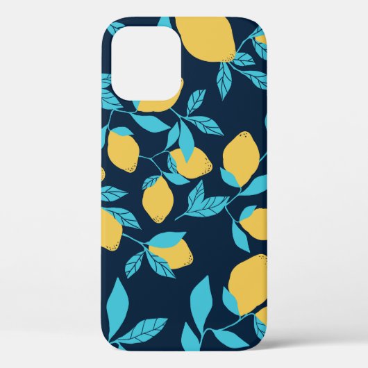 Coques Case-Mate iPhone Agrumes simples : citrons sur le bleu. (Verso)