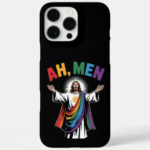 Coques iPhone 16 Pro Max Ah Men Drôle Jésus LGBTQ Gay Pride Arc-en-ciel