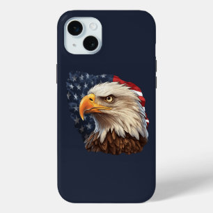 Coque iPhone 15 Mini Aigle à drapeau américain