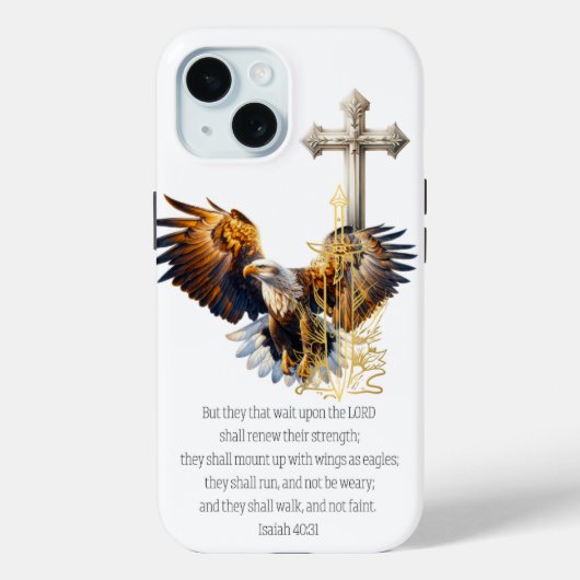 Coques Case-Mate iPhone Aigle de foi inspirant Épée dorée Croix beige (Verso)