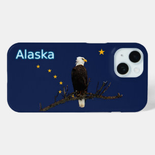Coque Pour iPhone 15 Aigle Et Drapeau De L'Alaska