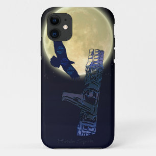 Coque Case-Mate Pour iPhone Aigle haïda, Pleine lune et totem Pole Art autocht