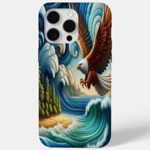 Coque iPhone 15 Pro Max Aigle Majestueux Tournant Au-Dessus Des Eaux Crist