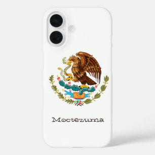 Coques iPhone 16 Aigle Mexicain Personnalisé Lignes Vertes Rouges s